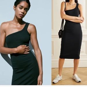 Ninety percent one shoulder ribbed cotton dress